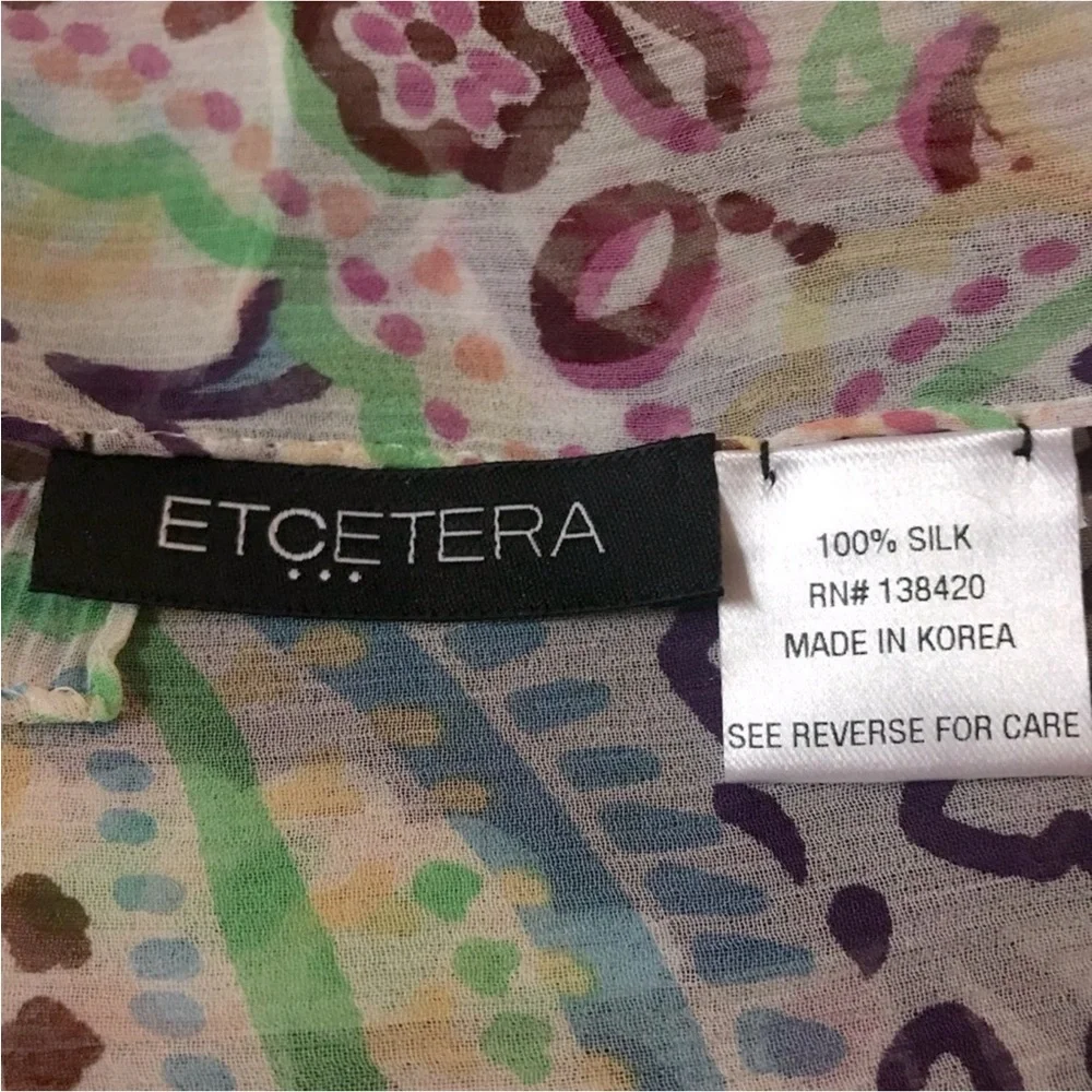 ETCETERA 100% Silk Scarf *Colorful Paisley Print*